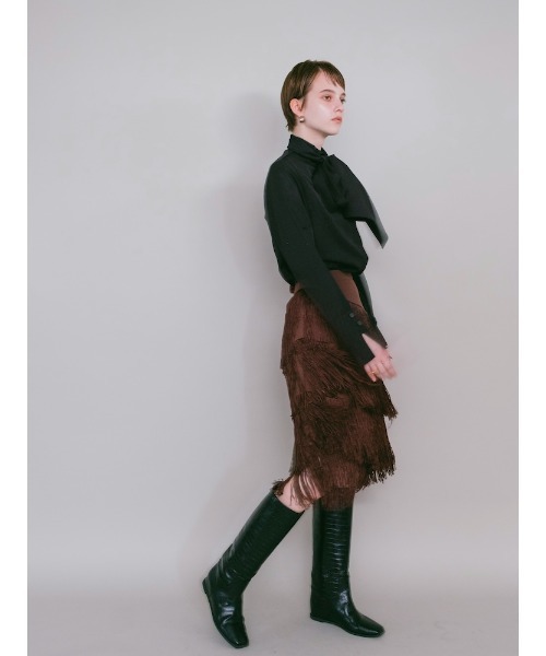 sahara(サハラ)の「【26AW PRE ORDER】Fringe Midi Skirt(スカート・レディース・ブラック/ブラウン・S/M)」の11枚目の写真