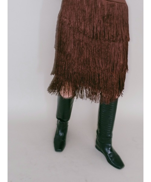 sahara(サハラ)の「【26AW PRE ORDER】Fringe Midi Skirt(スカート・レディース・ブラック/ブラウン・S/M)」の12枚目の写真