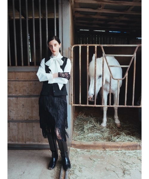 sahara(サハラ)の「【26AW PRE ORDER】Fringe Midi Skirt(スカート・レディース・ブラック/ブラウン・S/M)」の17枚目の写真