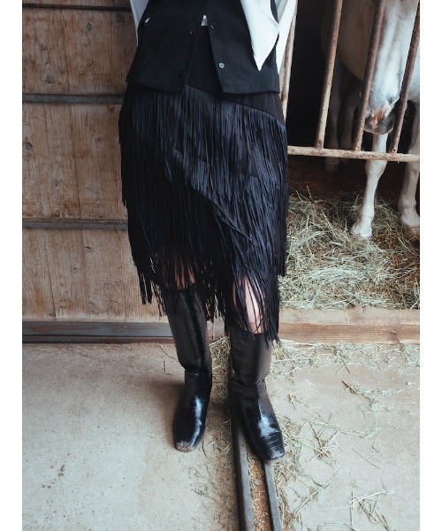 sahara(サハラ)の「【26AW PRE ORDER】Fringe Midi Skirt(スカート・レディース・ブラック/ブラウン・S/M)」の18枚目の写真