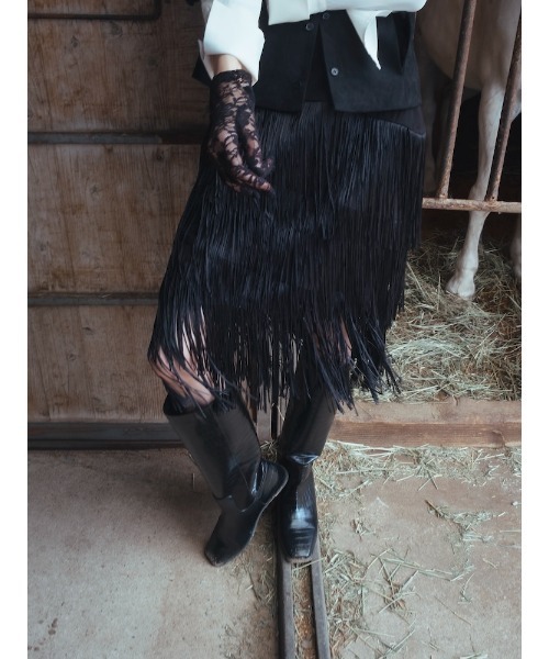 sahara(サハラ)の「【26AW PRE ORDER】Fringe Midi Skirt(スカート・レディース・ブラック/ブラウン・S/M)」の20枚目の写真