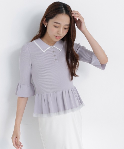 NATURAL BEAUTY BASIC(ナチュラルビューティーベーシック)の「シアーラインペプラムニット(ニット/セーター・レディース・ブラウン系その他/グレー系その他/ブラック系その他2・フリ-)」の3枚目の写真