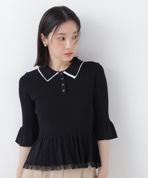 NATURAL BEAUTY BASIC(ナチュラルビューティーベーシック)の「シアーラインペプラムニット(ニット/セーター・レディース・ブラウン系その他/グレー系その他/ブラック系その他2・フリ-)」の2枚目の写真
