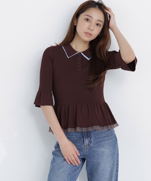 NATURAL BEAUTY BASIC(ナチュラルビューティーベーシック)の「シアーラインペプラムニット(ニット/セーター・レディース・ブラウン系その他/グレー系その他/ブラック系その他2・フリ-)」の21枚目の写真