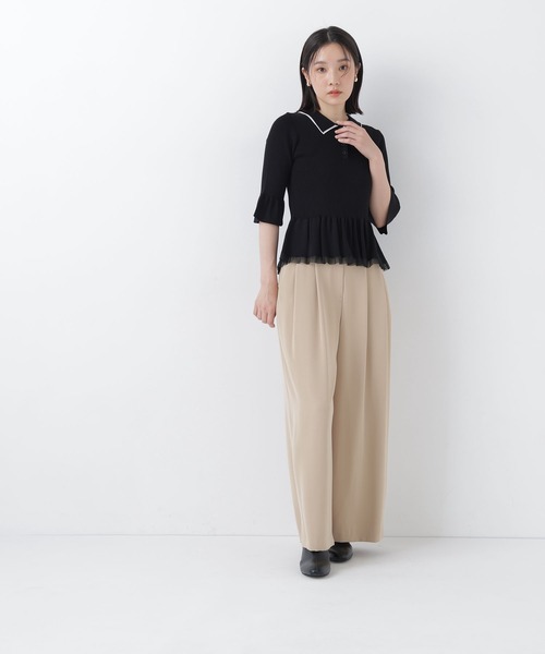 NATURAL BEAUTY BASIC(ナチュラルビューティーベーシック)の「シアーラインペプラムニット(ニット/セーター・レディース・ブラウン系その他/グレー系その他/ブラック系その他2・フリ-)」の4枚目の写真