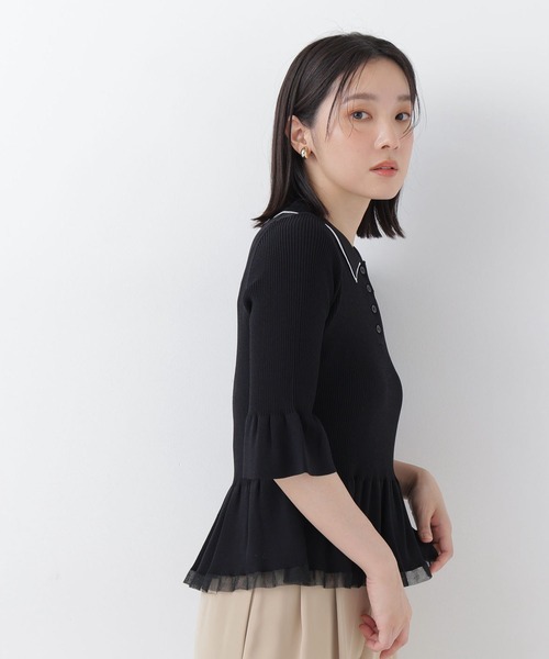 NATURAL BEAUTY BASIC(ナチュラルビューティーベーシック)の「シアーラインペプラムニット(ニット/セーター・レディース・ブラウン系その他/グレー系その他/ブラック系その他2・フリ-)」の5枚目の写真