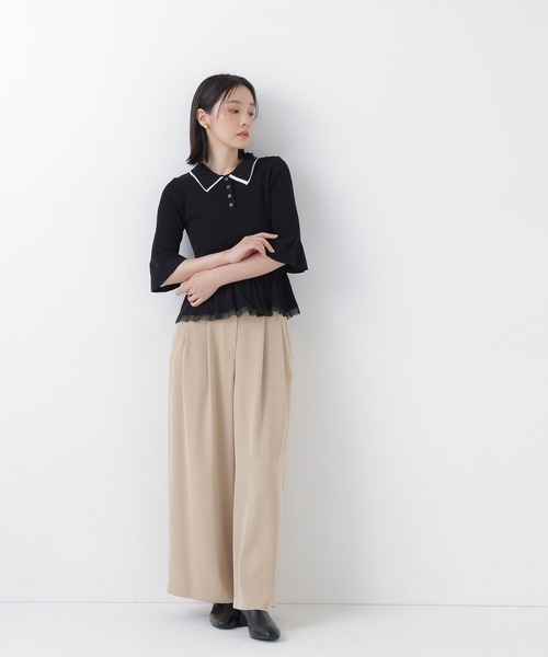 NATURAL BEAUTY BASIC(ナチュラルビューティーベーシック)の「シアーラインペプラムニット(ニット/セーター・レディース・ブラウン系その他/グレー系その他/ブラック系その他2・フリ-)」の6枚目の写真