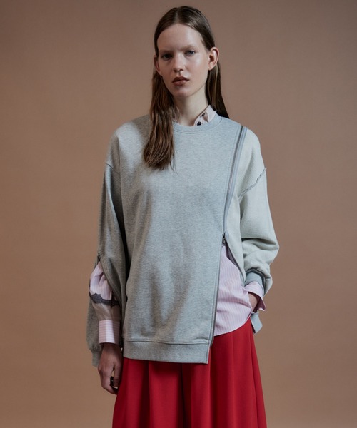 MAISON SPECIAL(メゾンスペシャル)の「【2026Autumn PRE-ORDER】Reverse Zipper Sweatshirt/リバースファスナースウェット(スウェット・レディース・ライトグレー/チャコールグレー/イエロー/ブルー・FREE)」の3枚目の写真