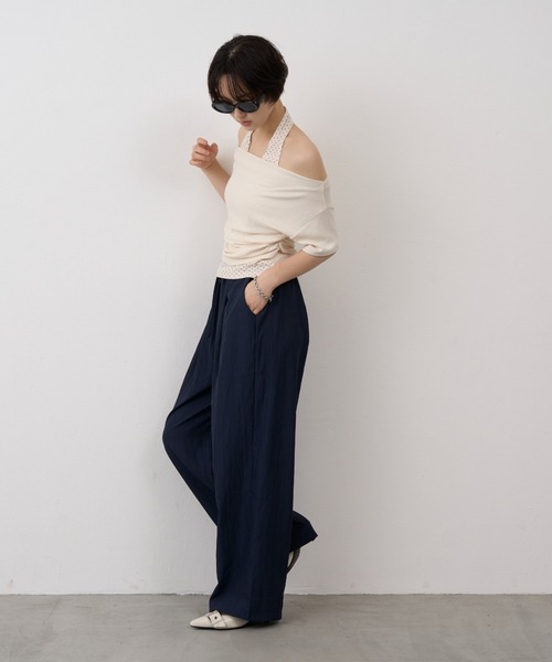 NUJOH(ヌゾ)の「Dot Halter Layered Off-Shoulder Tee / ドットホルターレイヤードオフショルダーT(Tシャツ/カットソー・レディース・ブラック/ブルー/アイボリー・FREE)」の10枚目の写真