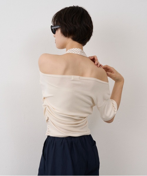 NUJOH(ヌゾ)の「Dot Halter Layered Off-Shoulder Tee / ドットホルターレイヤードオフショルダーT(Tシャツ/カットソー・レディース・ブラック/ブルー/アイボリー・FREE)」の16枚目の写真