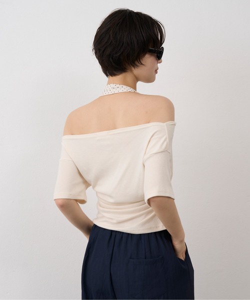 NUJOH(ヌゾ)の「Dot Halter Layered Off-Shoulder Tee / ドットホルターレイヤードオフショルダーT(Tシャツ/カットソー・レディース・ブラック/ブルー/アイボリー・FREE)」の17枚目の写真