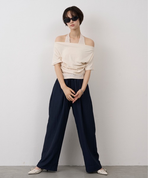 NUJOH(ヌゾ)の「Dot Halter Layered Off-Shoulder Tee / ドットホルターレイヤードオフショルダーT(Tシャツ/カットソー・レディース・ブラック/ブルー/アイボリー・FREE)」の21枚目の写真