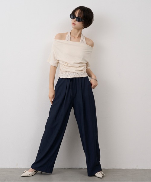 NUJOH(ヌゾ)の「Dot Halter Layered Off-Shoulder Tee / ドットホルターレイヤードオフショルダーT(Tシャツ/カットソー・レディース・ブラック/ブルー/アイボリー・FREE)」の22枚目の写真