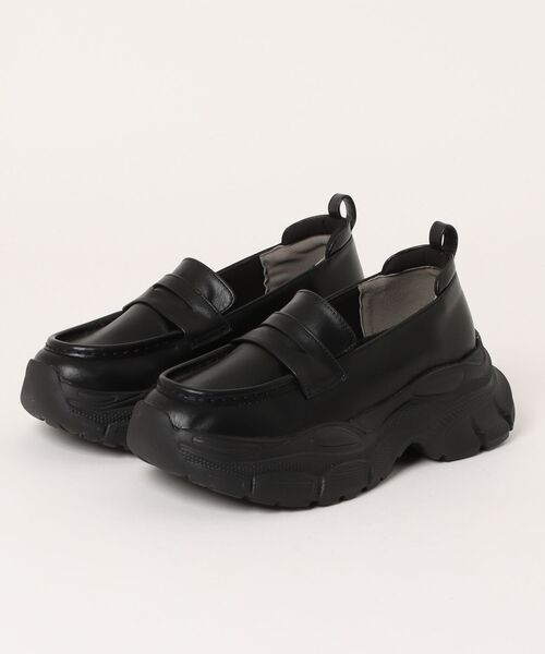 la farfa SHOES(ラ・ファーファ シューズ)の「la farfa shoes 厚底スニーカーローファー(ローファー・レディース・ブラック/シルバー・L/M/XL/LL)」の2枚目の写真