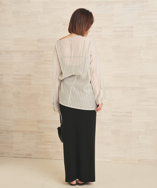 plage(プラージュ)の「Silk mix stripe T ブラウス(シャツ/ブラウス・レディース・ベージュ・FREE)」の5枚目の写真