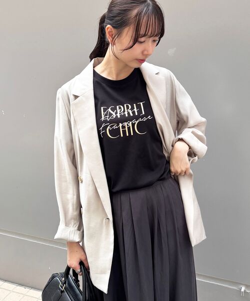 le.coeur blanc(ルクールブラン)の「【撥水・撥油・防汚】AllureTシャツ(Tシャツ/カットソー・レディース・ブラック/オフホワイト/キャメル・38)」の10枚目の写真