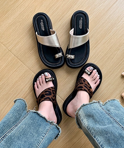 Miniministore(ミニミニストア)の「厚底トングサンダル 美脚脚長 おしゃれ靴(サンダル・レディース・ブラック/シャンパン/レオパード・22.5cm/23.5cm/23.0cm/24.5cm/24.0cm)」の7枚目の写真