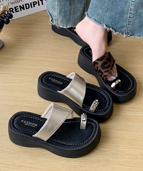 Miniministore(ミニミニストア)の「厚底トングサンダル 美脚脚長 おしゃれ靴(サンダル・レディース・ブラック/シャンパン/レオパード・22.5cm/23.5cm/23.0cm/24.5cm/24.0cm)」の8枚目の写真