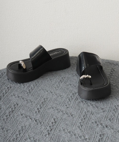 Miniministore(ミニミニストア)の「厚底トングサンダル 美脚脚長 おしゃれ靴(サンダル・レディース・ブラック/シャンパン/レオパード・22.5cm/23.5cm/23.0cm/24.5cm/24.0cm)」の15枚目の写真