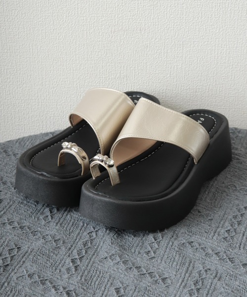 Miniministore(ミニミニストア)の「厚底トングサンダル 美脚脚長 おしゃれ靴(サンダル・レディース・ブラック/シャンパン/レオパード・22.5cm/23.5cm/23.0cm/24.5cm/24.0cm)」の16枚目の写真