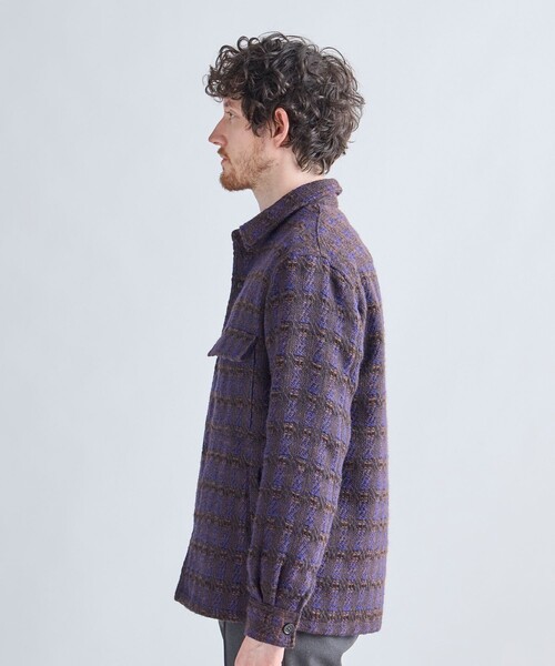 MEN'S BIGI(メンズビギ)の「総裏ツイード CPOシャツアウター(ブルゾン・メンズ・パープル/チャコールグレー/ブラック・03/02/01)」の7枚目の写真
