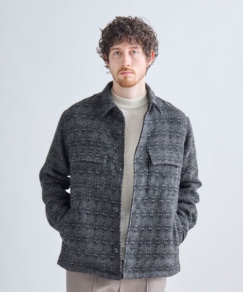 MEN'S BIGI(メンズビギ)の「総裏ツイード CPOシャツアウター(ブルゾン・メンズ・パープル/チャコールグレー/ブラック・03/02/01)」の3枚目の写真