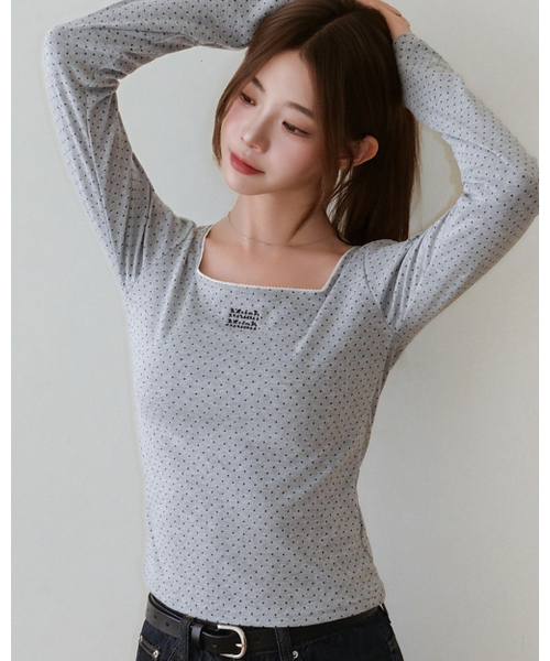 muahmuah（ムーアムーア）の「スクエアネック ドットロングスリーブ [グレー]（Tシャツ/カットソー・レディース・その他・FREE）」の6枚目の写真
