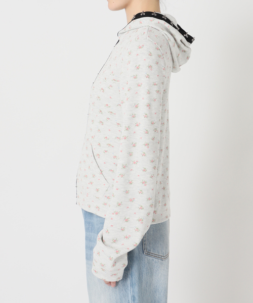 JOINT WORKS（ジョイントワークス）の「フックディテール ワッフルジップフーディー / J Floral Hook Waffle Hood（パーカー・レディース・ホワイト/ネイビー・FREE）」の13枚目の写真