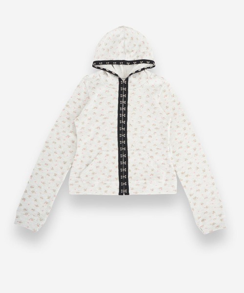 JOINT WORKS（ジョイントワークス）の「フックディテール ワッフルジップフーディー / J Floral Hook Waffle Hood（パーカー・レディース・ホワイト/ネイビー・FREE）」の22枚目の写真