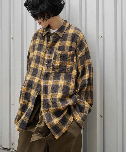 JOURNAL STANDARD LUXE（ジャーナルスタンダード　ラックス）の「チェック RC-シャツ（シャツ/ブラウス・レディース・ベージュ/ブラウン/ブラック・FREE）」の2枚目の写真