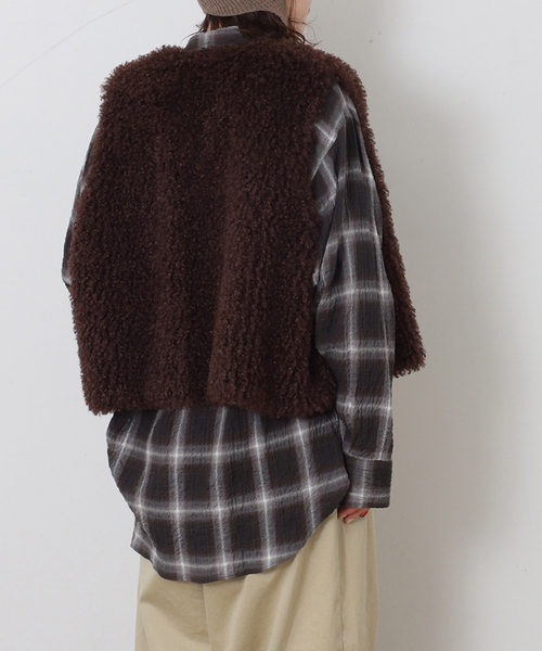 JOURNAL STANDARD LUXE（ジャーナルスタンダード　ラックス）の「チェック RC-シャツ（シャツ/ブラウス・レディース・ベージュ/ブラウン/ブラック・FREE）」の6枚目の写真