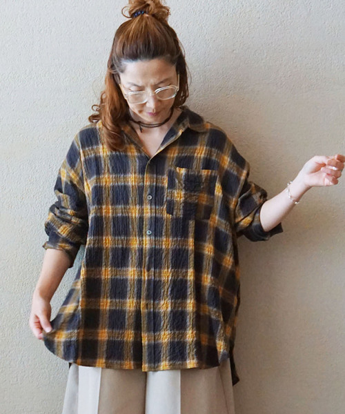 JOURNAL STANDARD LUXE（ジャーナルスタンダード　ラックス）の「チェック RC-シャツ（シャツ/ブラウス・レディース・ベージュ/ブラウン/ブラック・FREE）」の11枚目の写真