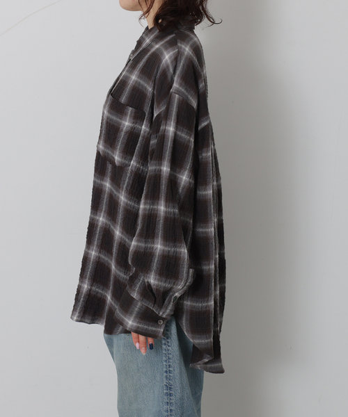 JOURNAL STANDARD LUXE（ジャーナルスタンダード　ラックス）の「チェック RC-シャツ（シャツ/ブラウス・レディース・ベージュ/ブラウン/ブラック・FREE）」の22枚目の写真