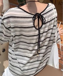 バックリボンボーダーロングTシャツ