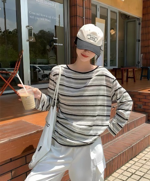 ampm(エーエムピーエム)の「バックリボンボーダーロングTシャツ(Tシャツ/カットソー・レディース・ブラック・S/M)」の5枚目の写真