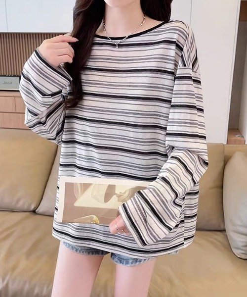 ampm(エーエムピーエム)の「バックリボンボーダーロングTシャツ(Tシャツ/カットソー・レディース・ブラック・S/M)」の16枚目の写真