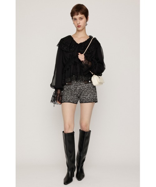 SLY(スライ)の「BICOLOR TWEED KNIT S/PT バイカラーツイードニットショートパンツ 秋服(スラックス・レディース・アイボリー/ブラック/ネイビー・0/1)」の15枚目の写真