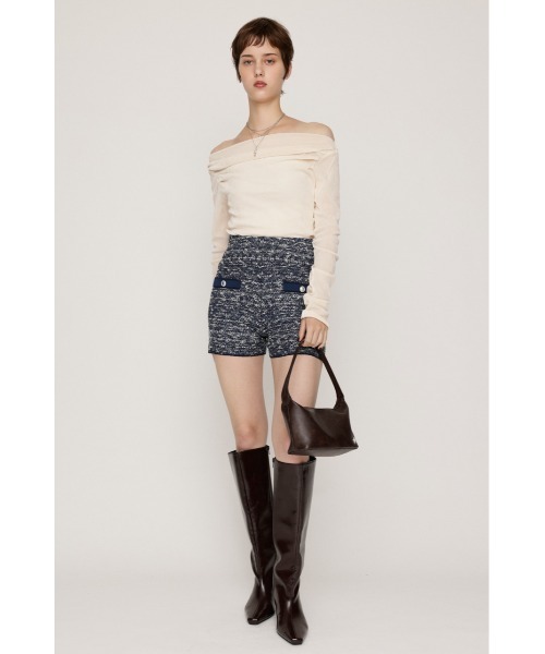SLY(スライ)の「BICOLOR TWEED KNIT S/PT バイカラーツイードニットショートパンツ 秋服(スラックス・レディース・アイボリー/ブラック/ネイビー・0/1)」の19枚目の写真