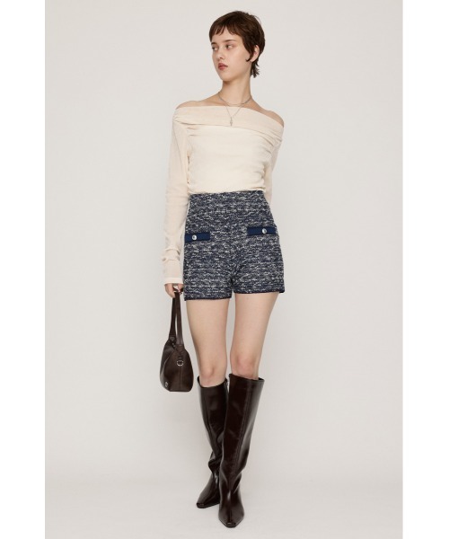 SLY(スライ)の「BICOLOR TWEED KNIT S/PT バイカラーツイードニットショートパンツ 秋服(スラックス・レディース・アイボリー/ブラック/ネイビー・0/1)」の20枚目の写真