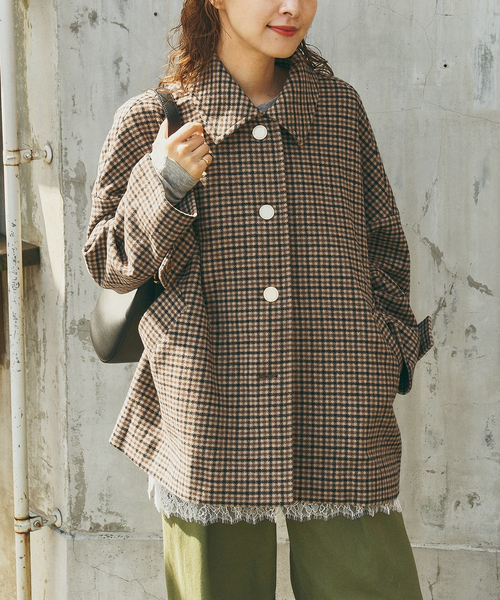 Spick & Span(スピックアンドスパン)の「《40周年 別注》Traditional Weatherwear MALTON B/T SHORT* GNCLB CHK(ステンカラーコート・レディース・ブラウン・34)」の17枚目の写真