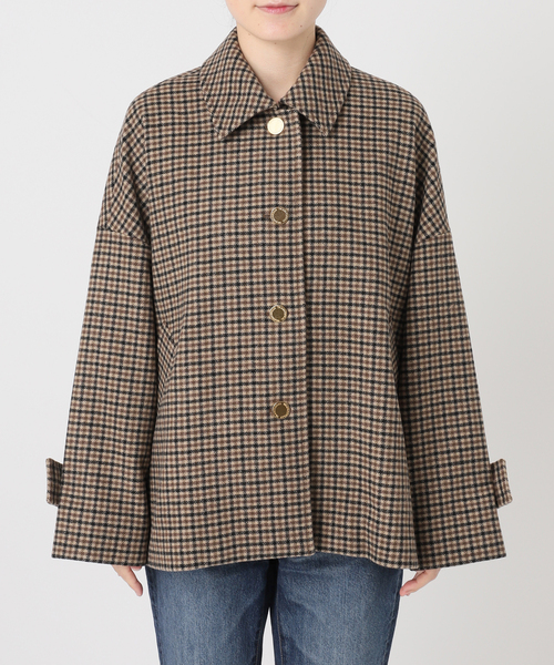 Spick & Span(スピックアンドスパン)の「《40周年 別注》Traditional Weatherwear MALTON B/T SHORT* GNCLB CHK(ステンカラーコート・レディース・ブラウン・34)」の11枚目の写真