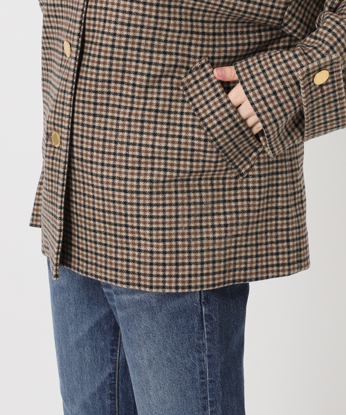 Spick & Span(スピックアンドスパン)の「《40周年 別注》Traditional Weatherwear MALTON B/T SHORT* GNCLB CHK(ステンカラーコート・レディース・ブラウン・34)」の4枚目の写真