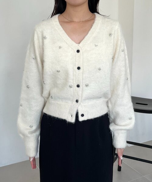 CAPRICIEUX LE'MAGE（カプリシューレマージュ）の「スパンコールフラワーカーディガン（カーディガン/ボレロ・レディース・オフホワイト/グレー/ブラウン・FREE）」の11枚目の写真