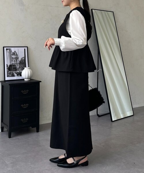 prose verse(プロズヴェール)の「キーネックペプラムジャンスカ(ジャンパースカート・レディース・ブラック・PL/PM/LARGE/MEDIUM)」の9枚目の写真