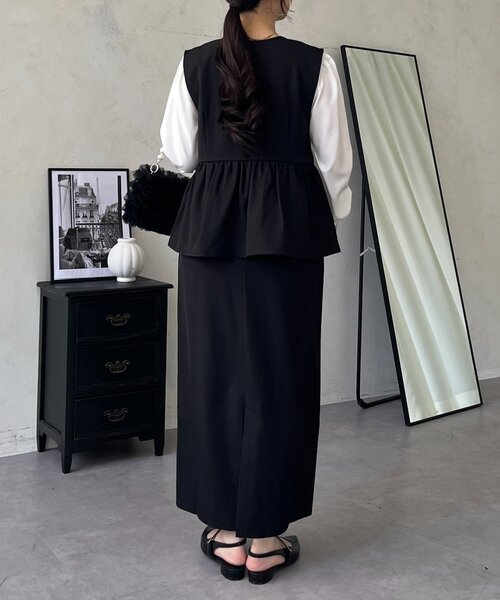prose verse(プロズヴェール)の「キーネックペプラムジャンスカ(ジャンパースカート・レディース・ブラック・PL/PM/LARGE/MEDIUM)」の10枚目の写真