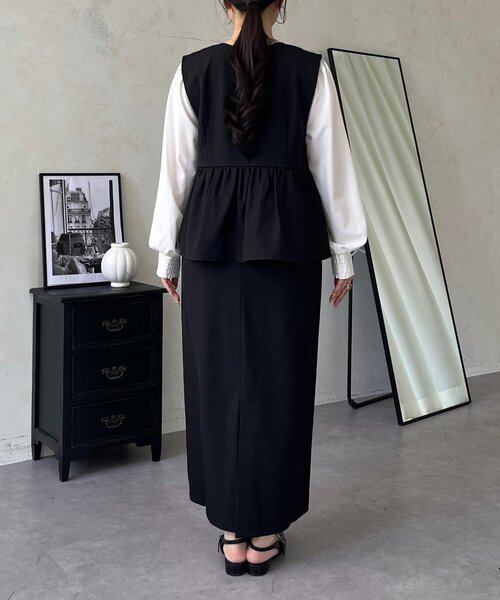 prose verse(プロズヴェール)の「キーネックペプラムジャンスカ(ジャンパースカート・レディース・ブラック・PL/PM/LARGE/MEDIUM)」の14枚目の写真