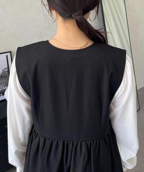 prose verse(プロズヴェール)の「キーネックペプラムジャンスカ(ジャンパースカート・レディース・ブラック・PL/PM/LARGE/MEDIUM)」の15枚目の写真
