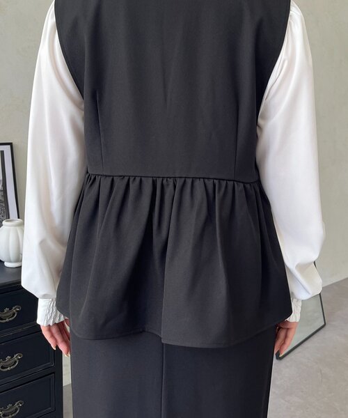 prose verse(プロズヴェール)の「キーネックペプラムジャンスカ(ジャンパースカート・レディース・ブラック・PL/PM/LARGE/MEDIUM)」の16枚目の写真