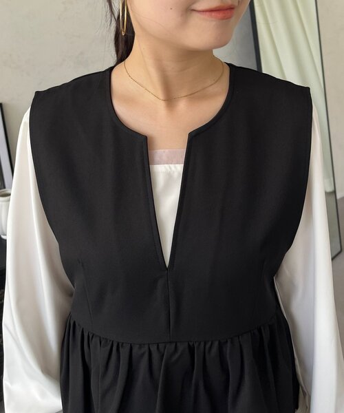 prose verse(プロズヴェール)の「キーネックペプラムジャンスカ(ジャンパースカート・レディース・ブラック・PL/PM/LARGE/MEDIUM)」の18枚目の写真