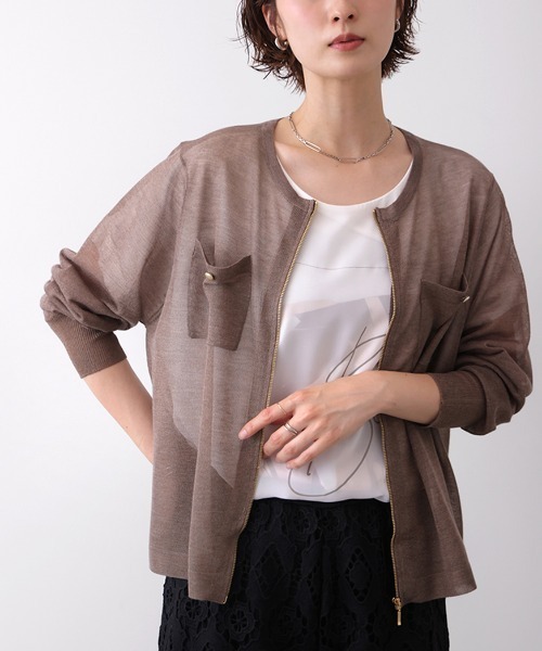 Bou Jeloud(ブージュルード)の「ラメシアージップカーディガン(カーディガン/ボレロ・レディース・チャコールグレー/ネイビー/ブラウン/モカ・FREE)」の5枚目の写真